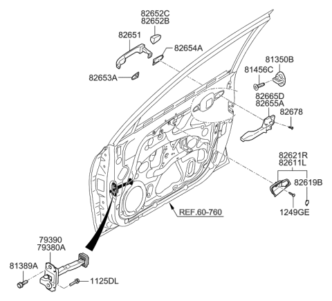 2010 Hyundai Elantra Touring Base Assembly-Front Door Outside Handle LH Diagram for 82655-2H001