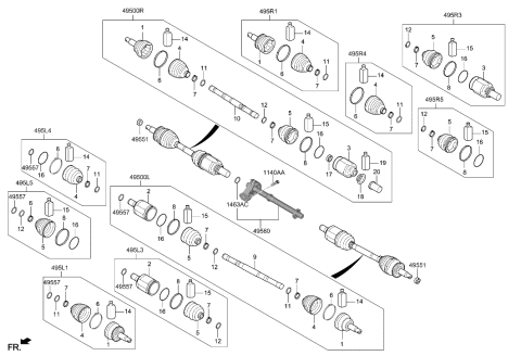 2022 Hyundai Tucson Joint Kit-Diff Side,RH Diagram for 495R3-P0100