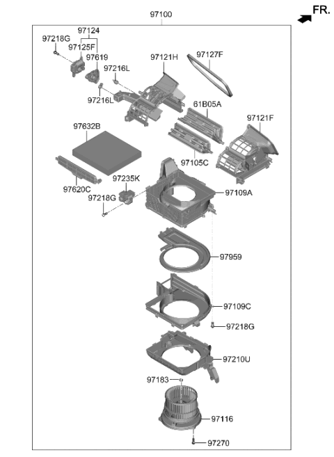 2022 Hyundai Tucson Motor & Fan Assembly-A/C Blower Diagram for 97113-N9010