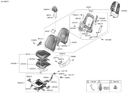 2023 Hyundai Tucson RECLINER Motor Assembly,LH Diagram for 886D1-N9000