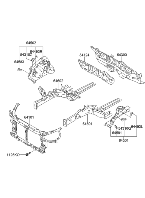 2013 Hyundai Sonata Hybrid Carrier Assembly-Front End Module Diagram for 64101-4R000