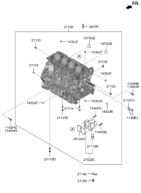 2012 Hyundai Sonata Hybrid Block Assembly-Cylinder Diagram for 391TH-2GA07-D