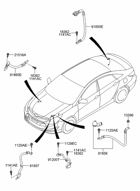 2012 Hyundai Sonata Hybrid Wiring Assembly-Transmission Ground Diagram for 91860-4R610