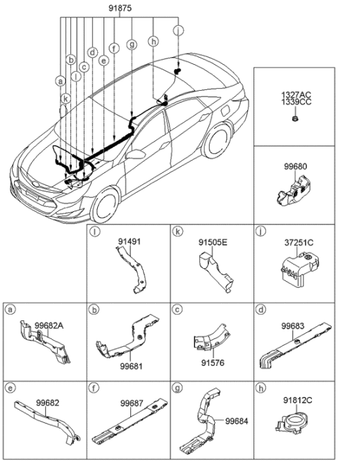 2013 Hyundai Sonata Hybrid Cable Assembly-D/Current Power Diagram for 91875-4R010