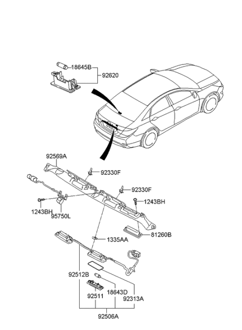 2015 Hyundai Sonata Hybrid License Plate & Interior Lamp Diagram