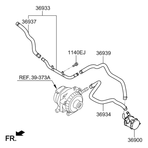 2011 Hyundai Sonata Hybrid Hose-Electronic Water Pump Outlet Diagram for 36934-3D000