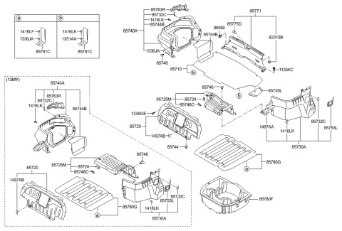 2013 Hyundai Sonata Hybrid Trim Assembly-Luggage Side RH Diagram for 85740-4R000-RY