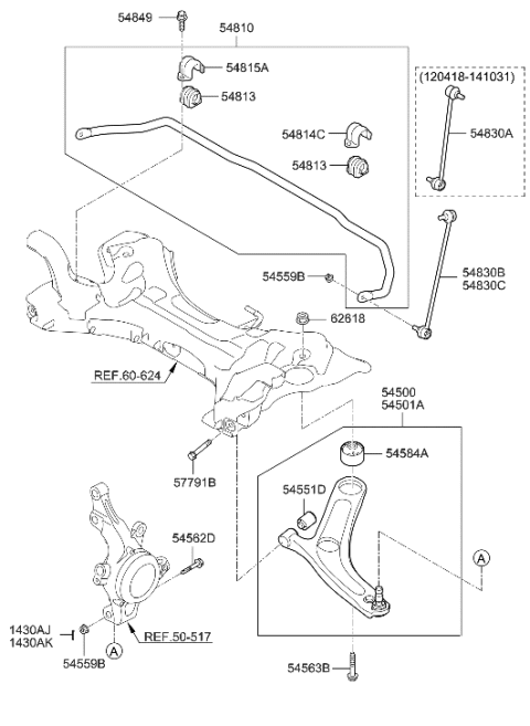 2015 Hyundai Sonata Hybrid Front Suspension Control Arm Diagram