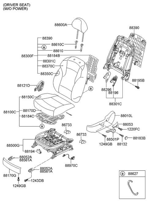 2011 Hyundai Sonata Hybrid Front Driver Side Seat Cushion Covering Diagram for 88160-4R000-Y5S