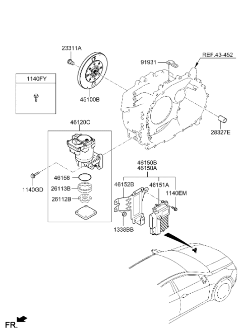 2015 Hyundai Sonata Hybrid Oil Pump Control Unit Assembly Diagram for 46150-3D100