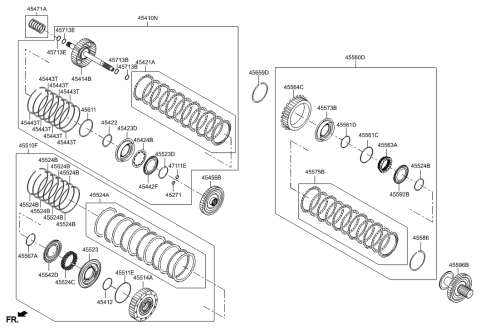 2012 Hyundai Sonata Hybrid Clutch Assembly-Engine Diagram for 45560-3D000