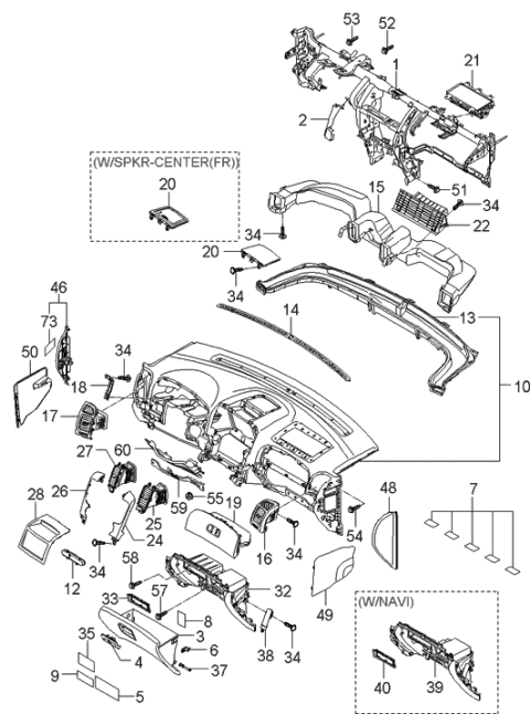 2006 Hyundai Entourage Grille-Speaker Assembly Diagram for 84720-4D020-VA