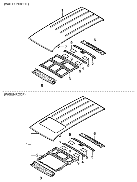 2006 Hyundai Entourage Rail Assembly-Roof Rear Diagram for 67141-4D000