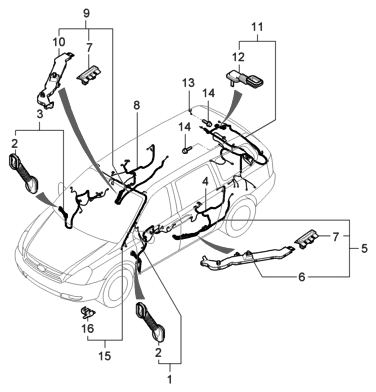 2006 Hyundai Entourage Wiring Harness-Roof Diagram for 91800-4D760