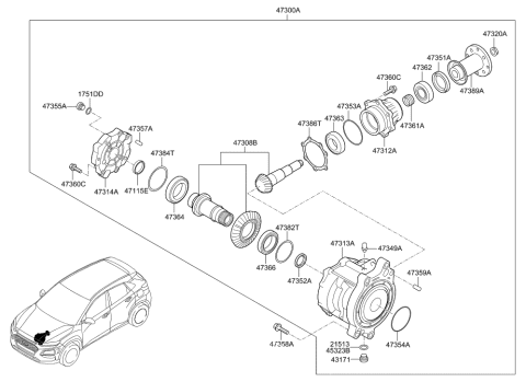 2020 Hyundai Kona SPACER Diagram for 47386-3D182