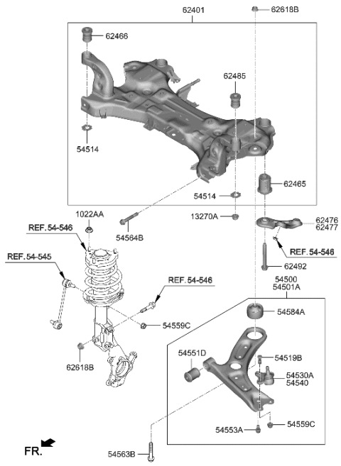 2018 Hyundai Kona Arm Complete-Front Lower,LH Diagram for 54500-J9000