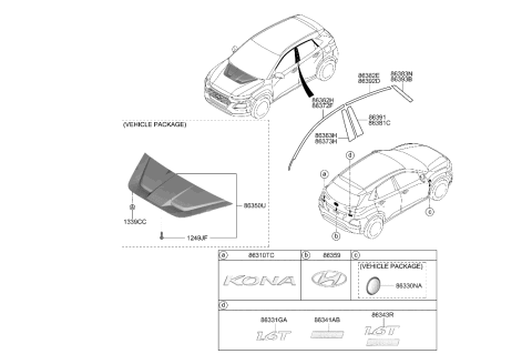 2020 Hyundai Kona Tape-Front Door Black Frame Rear LH Diagram for 86363-J9000