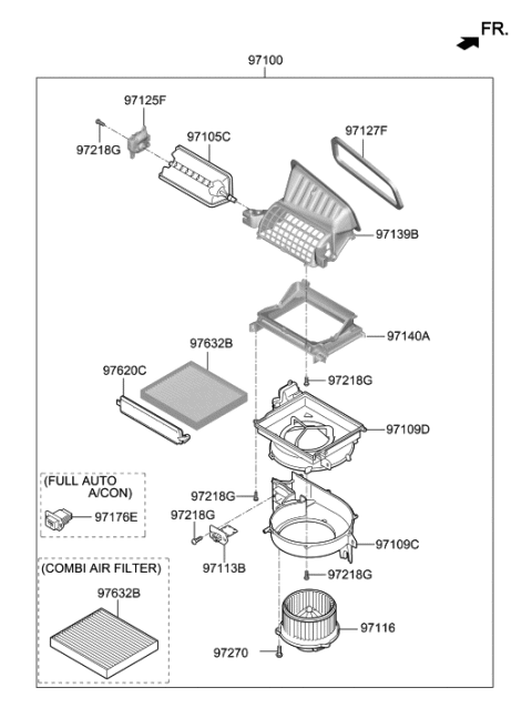 2021 Hyundai Kona Filter Assembly Air Diagram for 97133-J9000