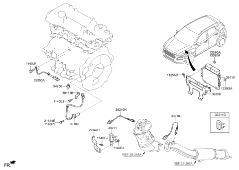 2018 Hyundai Kona Engine Control Module Unit Diagram for 39171-2ESE1
