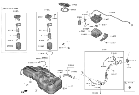 2019 Hyundai Kona Filler Neck Assembly-Fuel Diagram for 31030-J9500