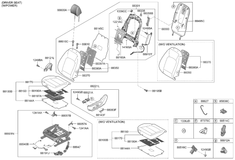 2021 Hyundai Kona Heater-Front Seat Cushion Diagram for 88190-J9000