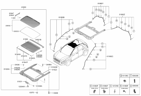2020 Hyundai Kona Sunroof Assembly Diagram for 81600-J9000-TRY