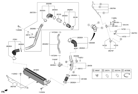 2021 Hyundai Kona Pipe & Hose Assembly-Turbo Changer WATERFEED Diagram for 28250-2B760