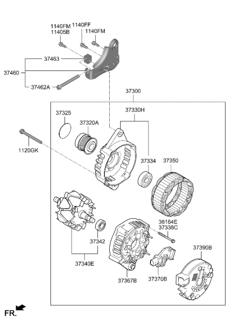 2020 Hyundai Kona Alternator Assembly Diagram for 37300-2E821