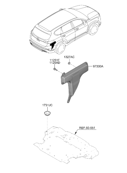2023 Hyundai Santa Fe Hybrid A/C System-Rear Diagram