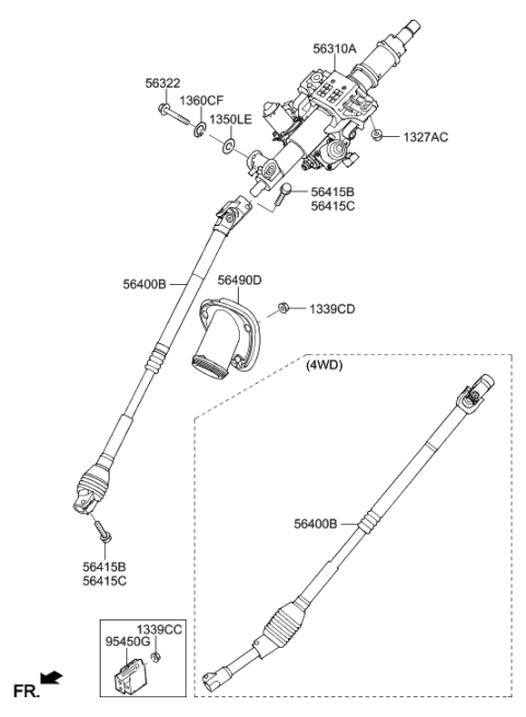 2020 Hyundai Genesis G80 Column Assembly-Steering Diagram for 56310-B1550