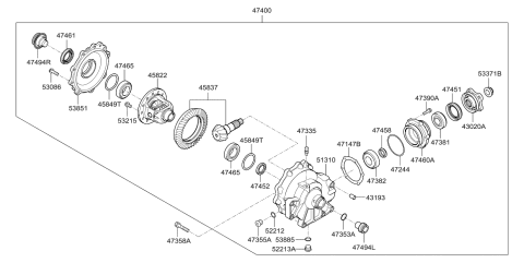 2019 Hyundai Genesis G80 Differential Assembly-Front Diagram for 47400-4J130