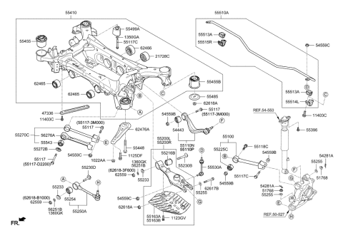 2020 Hyundai Genesis G80 Bar Assembly-Rear Stabilizer Diagram for 55510-D2170