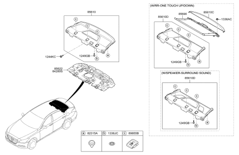 2018 Hyundai Genesis G80 Rear Package Tray Diagram