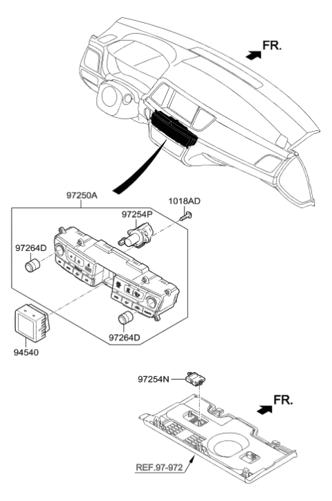 2020 Hyundai Genesis G80 Heater Control Assembly Diagram for 97250-B1HA0-4X