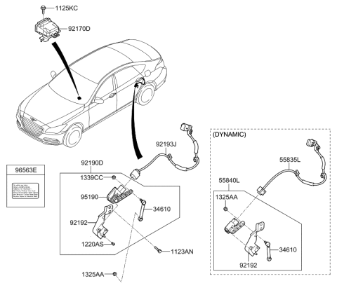 2018 Hyundai Genesis G80 Extension Wire-Headlamp Automatic Leveling Diagram for 92193-B1500