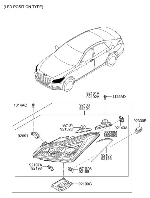 2017 Hyundai Genesis G80 L.E.D Driver Module-HEADLAMP Diagram for 92190-B1500