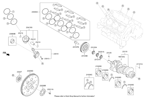 2020 Hyundai Genesis G80 Piston & Pin & Snap Ring Assembly Diagram for 23041-3FAP0