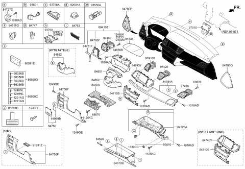 2019 Hyundai Genesis G80 Label-Instrument Panel Module Diagram for 91941-B1220