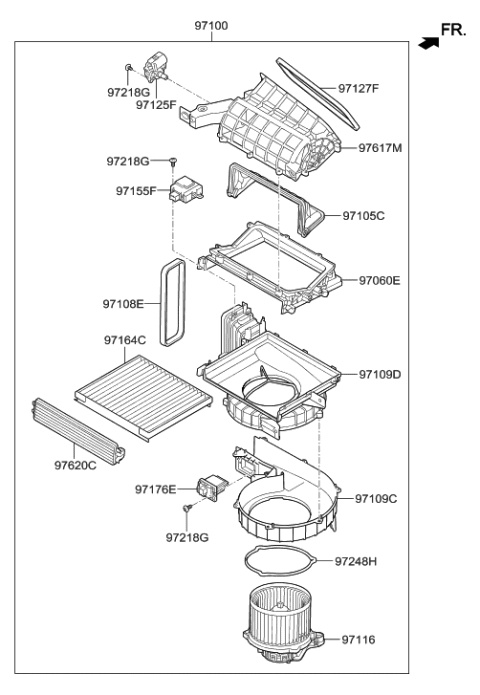 2020 Hyundai Genesis G80 Cover Assembly-Air Filter Diagram for 97129-B1000