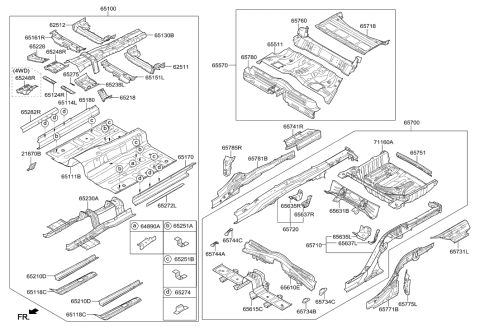2018 Hyundai Genesis G80 Extension Assembly-Side SILL Inner Rear Upper Diagram for 65785-B1000
