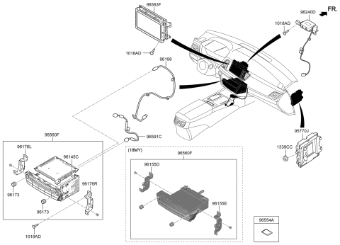 2018 Hyundai Genesis G80 Bracket-Radio Mounting,LH Diagram for 96175-B1000