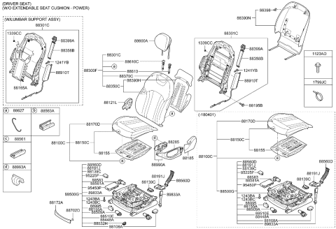2018 Hyundai Genesis G80 Track Assembly-Front Seat Driver Diagram for 88110-B1AT0