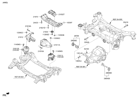 2019 Hyundai Genesis G80 Engine Support Bracket Assembly,Right Diagram for 21825-B1100