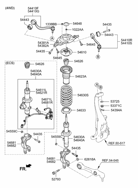2020 Hyundai Genesis G80 Fork-Front Shock Absorber Mounting,LH Diagram for 54681-D2550