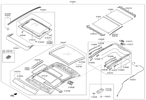 2020 Hyundai Genesis G80 Panorama Roof Assembly Diagram for 81600-B1100-SG2