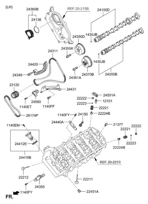 2019 Hyundai Genesis G80 TENSIONER Assembly-Oil Pump Chain Diagram for 24460-3F401