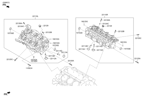 2019 Hyundai Genesis G80 Head Sub Assembly-Cylinder, RH Diagram for 544G5-3LA0A