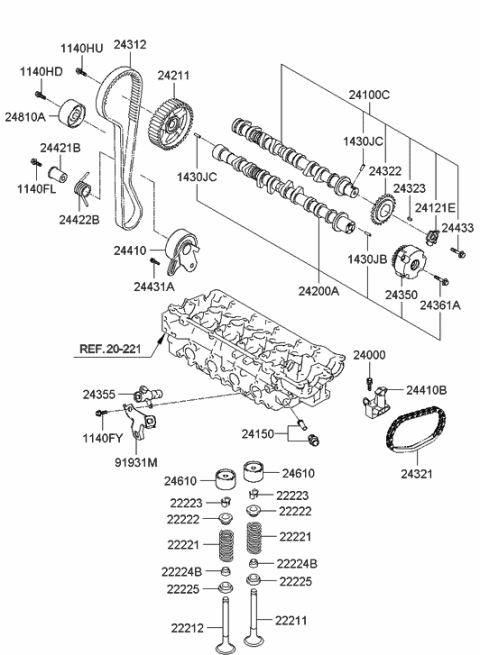 2006 Hyundai Accent Camshaft Assembly-Exhaust Diagram for 24200-26704