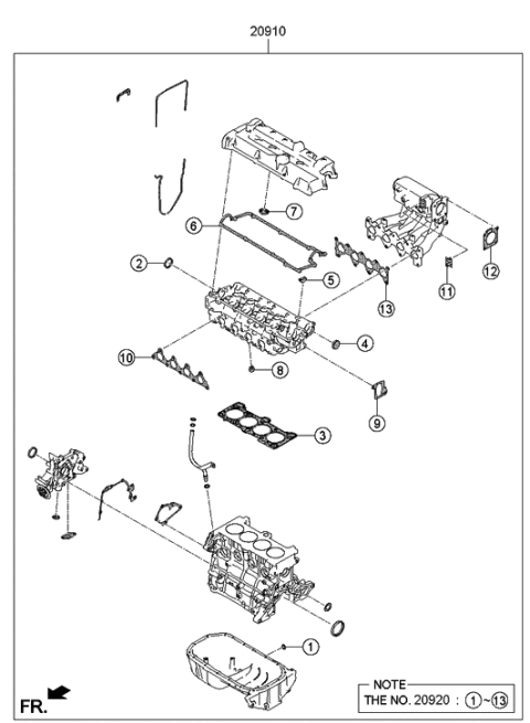 2010 Hyundai Accent Engine Gasket Kit Diagram
