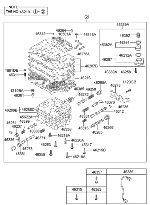 2007 Hyundai Accent Transaxle Valve Body-Auto Diagram 2